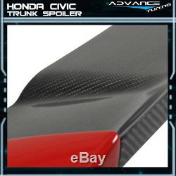 06-11 Honda Civic Mugen Trunk Spoiler Painted Rallye Red ABS With Carbon Fiber