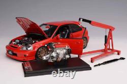 1/18 MOTORHELIX Honda CIVIC Type R EK9 MUGEN POWER Red Diecast Model Car