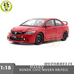 1/18 MOTORHELIX Honda CIVIC Type R FD2 MUGEN RR Milano Red Diecast Model Car