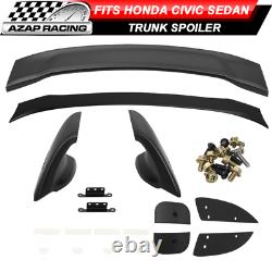 12-15 MUGEN Style Rear Trunk Spoiler Wing ABS Bodykit 4Pcs Fit Honda Civic 4Dr