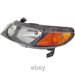 2006-2008 Replacement Headlight Pair For Honda Civic 4 Dr Sedan Black Housing