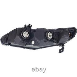 2006-2008 Replacement Headlight Pair For Honda Civic 4 Dr Sedan Black Housing