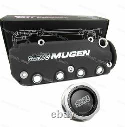 Black MUGEN Racing Rocker Engine Valve Cover +Oil Cap For Honda Civic VTEC SOHC