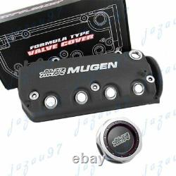 Black MUGEN Racing Rocker Engine Valve Cover + Oil Cap For Honda Civic VTEC SOHC