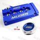 Blue Mugen Racing Rocker Valve Cover With Oil Cap For Honda Civic B16 B17 B18 Vtec