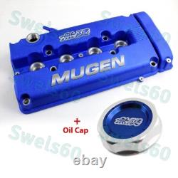 Blue MUGEN Style Engine Valve Cover With Oil Cap For 1999 2000 Honda CIVIC SI