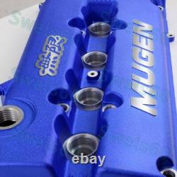 Blue MUGEN Style Engine Valve Cover With Oil Cap For 1999 2000 Honda CIVIC SI