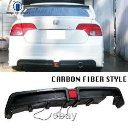 Carbon Style 06-11 For Honda RR Fiber Mugen Bumper Civic 4dr Diffuser withLED Rear