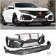Eos Type R Style Front Bumper Cover Lower Lip For 16-up Honda Civic Coupe Sedan