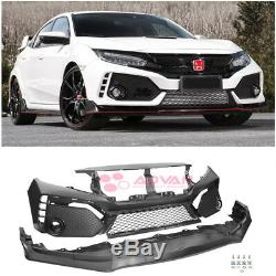 EOS Type R Style Front Bumper Cover Lower Lip For 16-Up Honda Civic Coupe Sedan