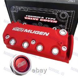 Engine Valve Cover Red MUGEN Racing Rocker with Oil Cap For Honda Civic VTEC SOHC