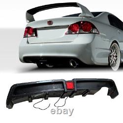 Fit 06-11 Honda Civic 4dr Mugen RR Rear Bumper Diffuser withLED Carbon Fiber Style