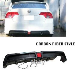 Fit 06-11 Honda Civic 4dr Mugen RR Rear Bumper Diffuser withLED Carbon Fiber Style
