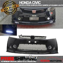 Fit 06-11 Honda Civic Mugen RR Front Bumper + Front Bumper Lip ABS + LED DRL 2PC