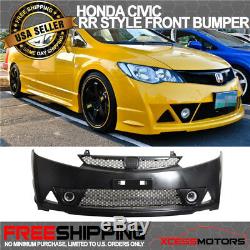 Fit 06-11 Honda Civic Mugen RR Front Bumper + Front Bumper Lip ABS + LED DRL 2PC