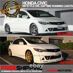Fit 06-11 Honda Civic Mugen RR Front Bumper + Front Bumper Lip ABS + LED DRL 2PC
