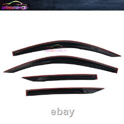 Fit 16-19 Honda Civic Coupe Window Visor Mugen Style Vent Shade with Red Mugen