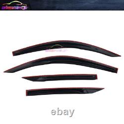 Fit 16-20 Honda Civic Coupe Window Visor Mugen Style Vent Shade With Red Mugen