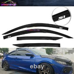 Fit 16-20 Honda Civic Coupe Window Visor Mugen Type Tape-on Guard with White Si