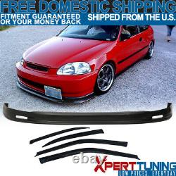 Fit 96-98 Honda Civic Polypropylene Front Bumper Lip Spoiler + Sun Window Visor