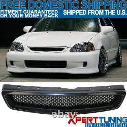 Fit 99-00 Civic EK Mugen PP Front + Rear Bumper Lip + Grille + Yellow Fog Lights