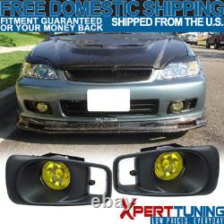 Fit 99-00 Civic EK Mugen PP Front + Rear Bumper Lip + Grille + Yellow Fog Lights