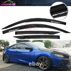 Fit For 16-20 Honda Civic Coupe Window Visor Mugen Style Shade with SPORT Vent