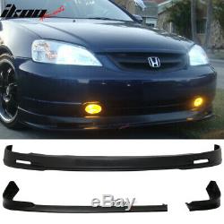 Fits 01-03 Honda Civic EM2 2DR Mugen Style Front + NEW TR Style Rear Bumper Lip