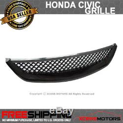 Fits 01-03 Honda Civic Mugen Style PP Front Bumper Lip Spoiler + ABS Hood Grill
