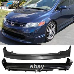 Fits 06-08 Civic Mugen Style Front Lip + Rear Lip with Clear 3rd LED Light