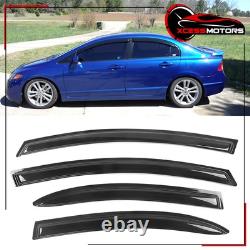 Fits 06-08 Honda Civic 4Dr Front Bumper Lip PU + Mug Style Side Window Visors
