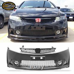 Fits 06-11 Civic 4 Door Mugen RR Front Bumper & LED Daytime Running Fog Lamp DRL