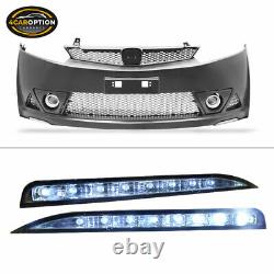 Fits 06-11 Civic 4 Door Mugen RR Front Bumper & LED Daytime Running Fog Lamp DRL