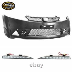 Fits 06-11 Civic 4Dr Mugen RR Style Front Bumper + Fender Flare + LED DRL Lights