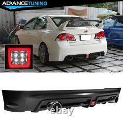 Fits 06-11 Civic Mugen RR Double Outlet Rear Bumper Diffuser Clear Brake Light