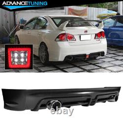 Fits 06-11 Civic Mugen RR Double Outlet Rear Bumper Diffuser Smoke Brake Light