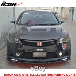 Fits 06-11 Civic Mugen RR Style Front Bumper + Fender Flare + LED DRL Lights