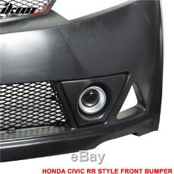 Fits 06-11 Civic Mugen RR Style Front Bumper + Fender Flare + LED DRL Lights