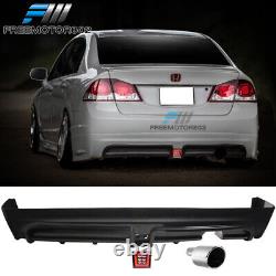 Fits 06-11 Civic Mugen Rear Bumper Lip Diffuser + LED Brake Light + Muffler Tip