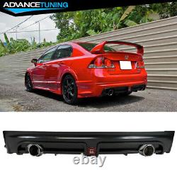 Fits 06-11 Honda Civic 4Dr Mugen RR Rear Diffuser Twin Outlet with Red 3rd Light