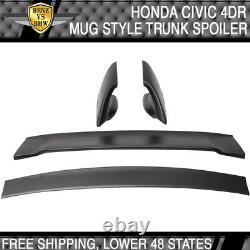 Fits 06-11 Honda Civic 4Dr Rear Trunk Spoiler Wing Mugen Style ABS Matte Black