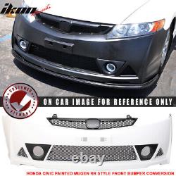 Fits 06-11 Honda Civic Mugen RR Style Front Bumper Cover Painted Taffeta White