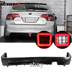 Fits 06-11 Honda Civic Mugen RR Style Front Full Bumper + Rear Lip With LED PP