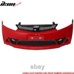 Fits 06-11 Honda Civic Mugen RR Style PP Front Bumper Cover Painted Milano Red