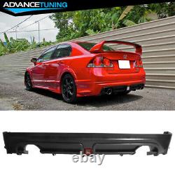 Fits 06-11 Honda Civic Sedan Mugen RR Rear Bumper Diffuser Red 3rd Brake Light