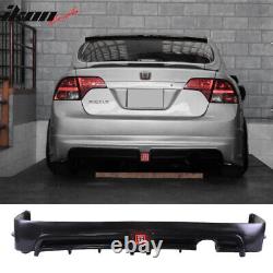 Fits 09-11 Civic 4Door PU Mugen Front & PP Rear Bumper Lip Spoiler & Brake Lamp