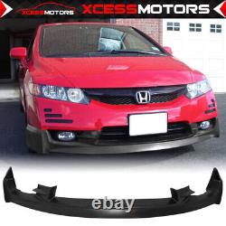 Fits 09-11 Honda Civic 4DR Black PU Front + Rear Bumper Lip + Sun Window Visors