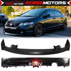Fits 09-11 Honda Civic 4Dr Sedan Black Front + Rear Bumper Lip Spoiler