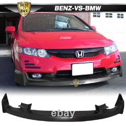 Fits 09-11 Honda Civic Mugen Unpainted Front Bumper Lip Spoiler+Clear Fog Lights