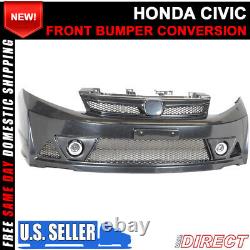 Fits 12-13 Honda Civic 2Dr Mug RR Style Front Bumper Conversion Usdm Only ABS